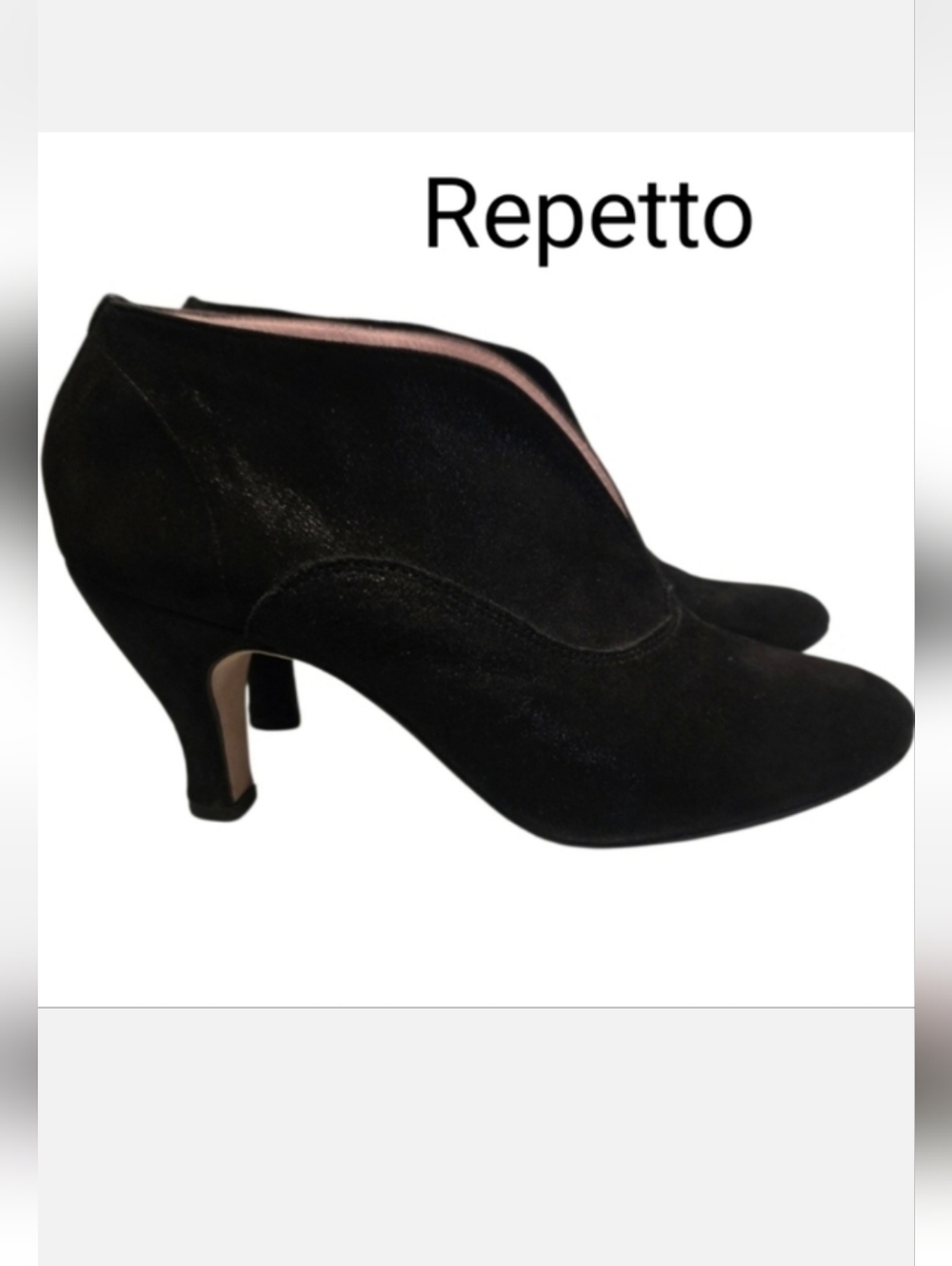 Repetto Glitter Black Leather Ankle Boots Minimalist Design Sz 7 Us /38 eur